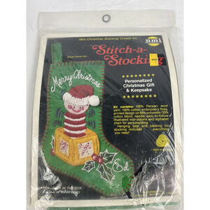 Mini Christmas Stocking Crewel Kit Stitch-a-Stocking #1004 Jack In The box